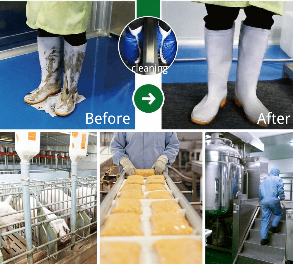 before and after boot cleaned by boot cleaning machine